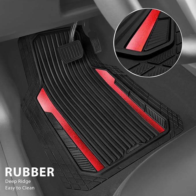 CAR PASS Heavy Duty Rubber Car Mats Metallic S~L Size, Aluminum Film All - Image 2