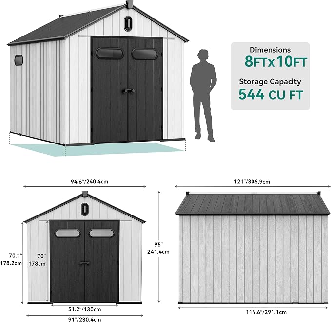 YITAHOME 8x10ft Outdoor Resin Storage Shed - Image 7