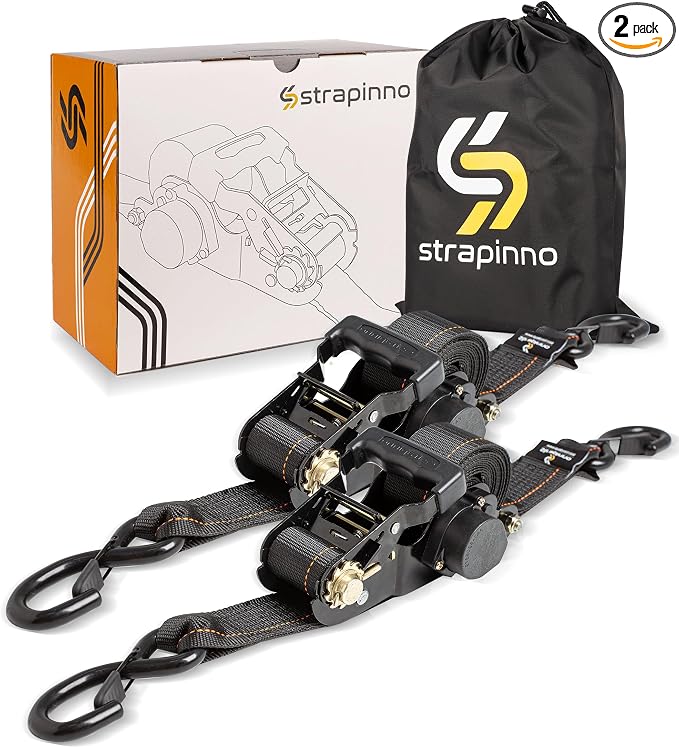 Strapinno Retractable Ratchet Tie-Down Straps, 000 lbs Breaking Strength- 2 in by Strapinno