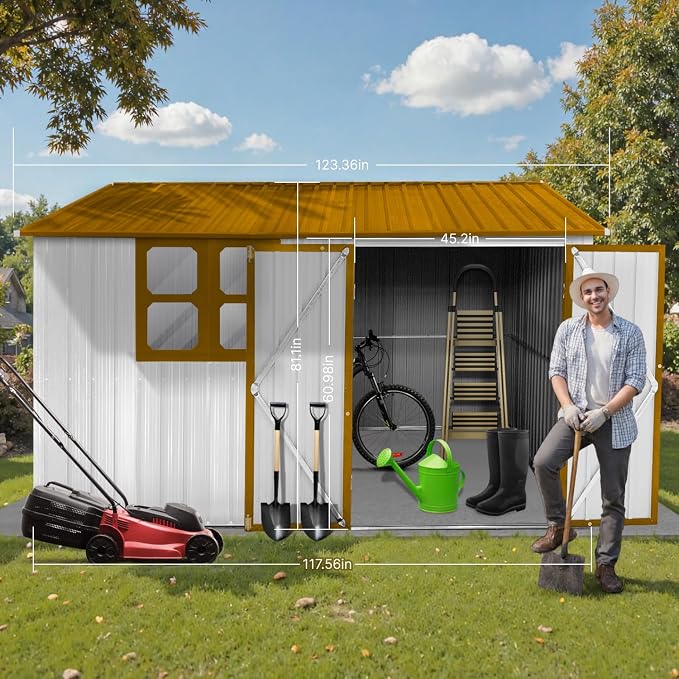 10 x 8 FT Outdoor Storage Shed, Metal Garden Tool Shed - Image 2
