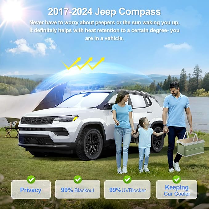 8pcs Car Window Shades for Jeep Compass 2017-2024 Accessories, Windshield Side - Image 2