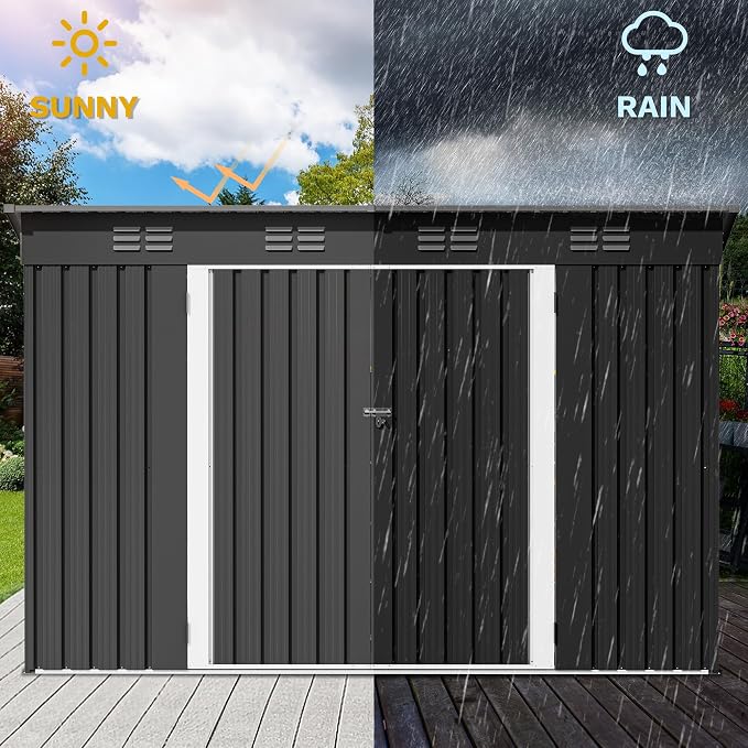 DWVO 9.1x4.2ft Metal Outdoor Storage Shed - Image 4