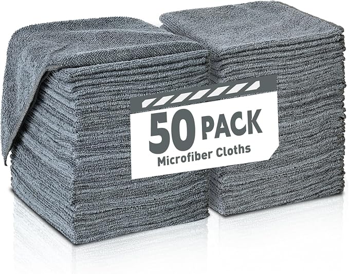 Microfiber Cleaning Cloths Bulk Pack-50 Pack, Microfiber Towels Bulk, Towels by TEAWOO