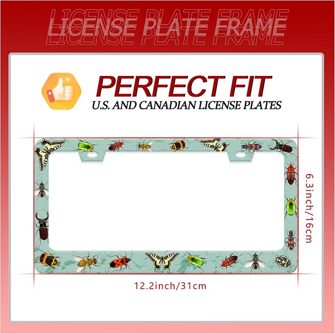 Personalized License Plate Frame Butterfly Moth Beetle Stainless Steel - Image 2