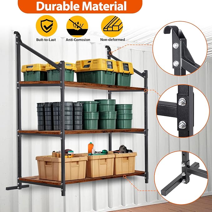 2 Pack Hanging Heavy duty Adjustable Shelf 56.5x22 Cargo Container Shelving - Image 2