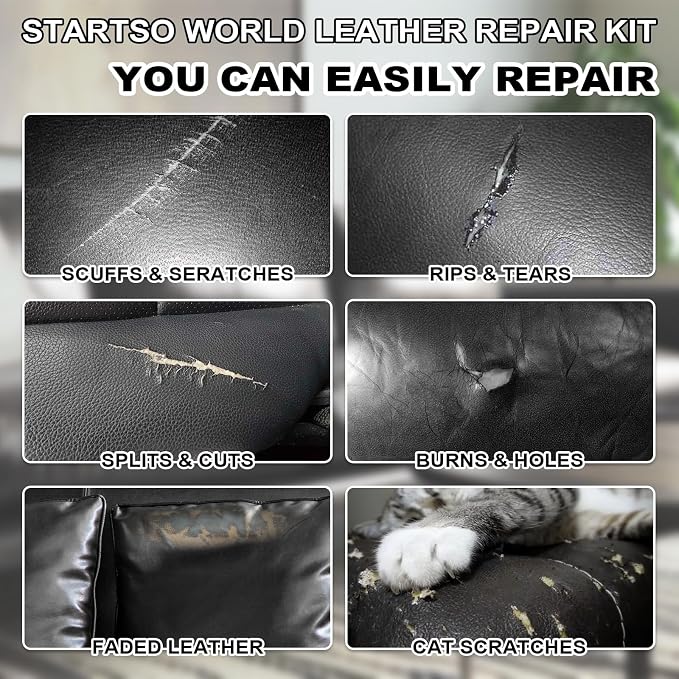 STARTSO WORLD Black Leather Repair Kit, Vinyl Repair kit - Image 5