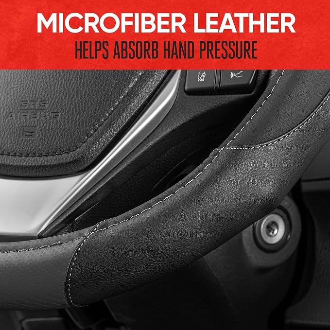 Motor Trend GripDrive Carbon Fiber Steering Wheel Cover, Non-Slip Sporty Racing - Image 4