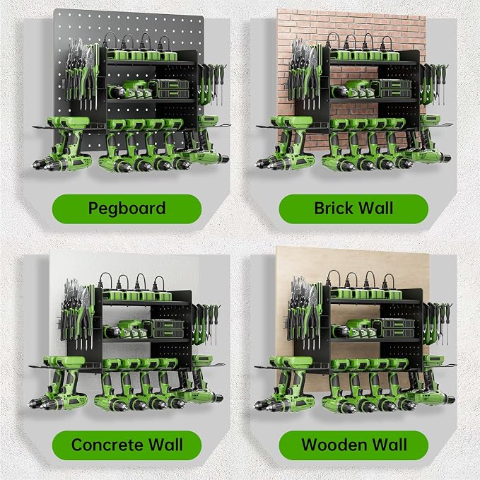 Power Tool Organizer, 3 Layer 8 Drill Holder Wall Mount, Tool Shelf and Storage - Image 6