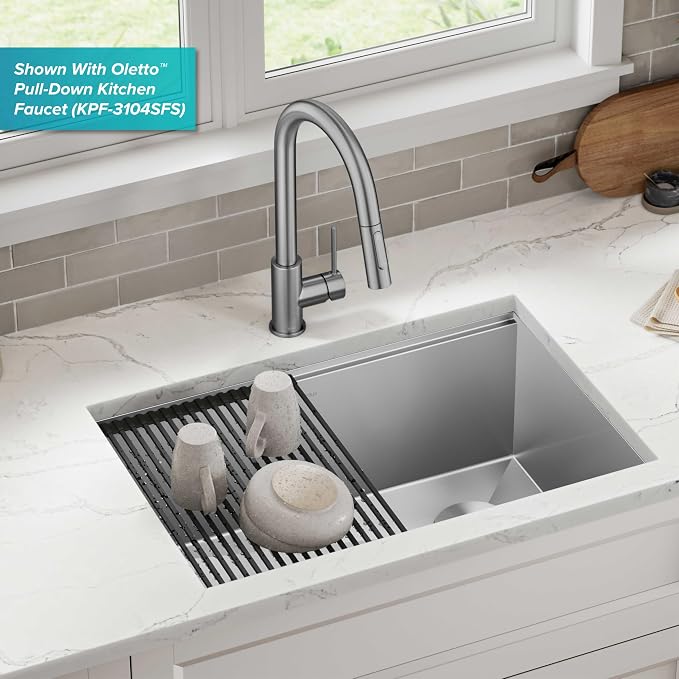 KRAUS Kore 28-Inch Undermount Workstation 16 Gauge Single Bowl Stainless Steel - Image 2