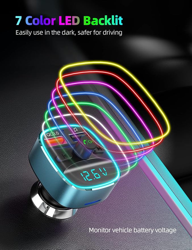 Nulaxy Bluetooth FM Transmitter, MP3 Player Support, TF Card & USB Disk - Image 5
