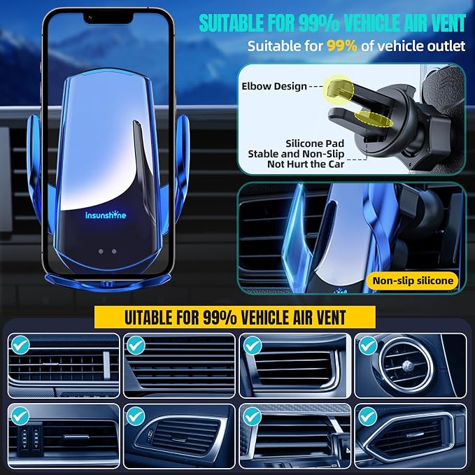 Wireless Car Charger, MAX 15W Fast Charging Auto Clamping, Sensing Phone Holder - Image 6