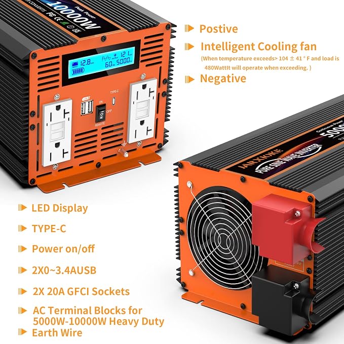 5000W Pure Sine Wave Power Inverter 12V DC to 110V 120V Converter - Image 6