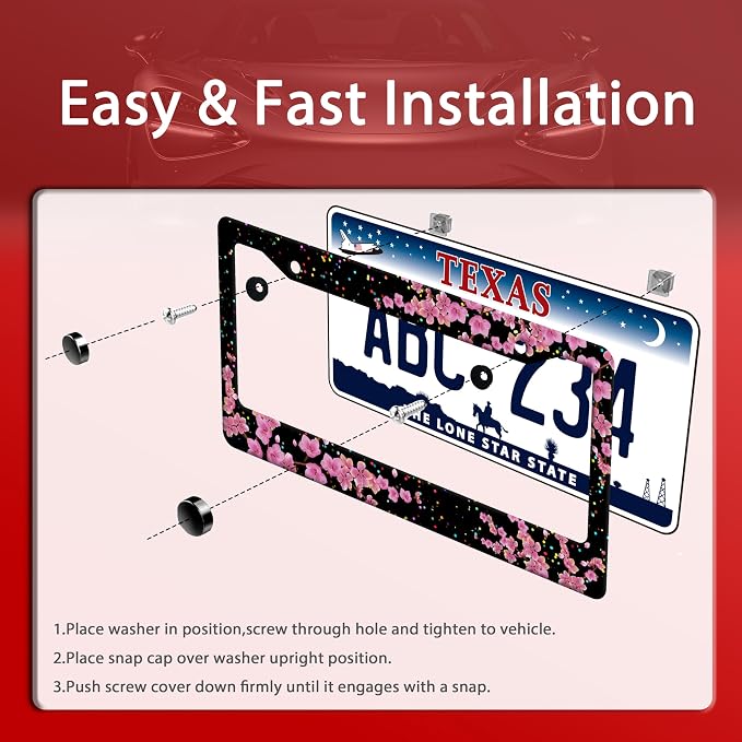 Cherry Blossom License Plate Frame Beautiful Flowers License Plate Frames - Image 3