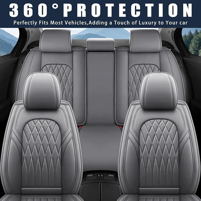 WELLDO Car Seat Covers Full Set, Faux Leather Seat Covers - Image 6
