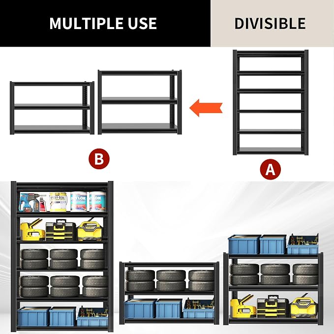 82" H Heavy Duty Garage Shelving 3000LBS Storage Shelves Adjustable 6 Tier - Image 5