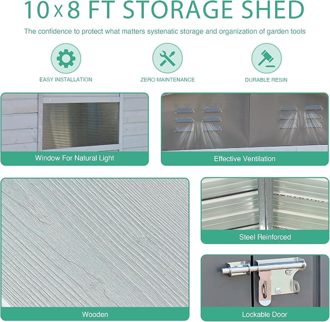 8x10 FT Outdoor Storage Shed - Image 4
