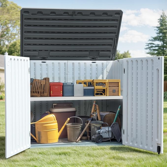GOOBED Horizontal Shed with Padlock Latch, Outdoor Storage Shed - Image 3