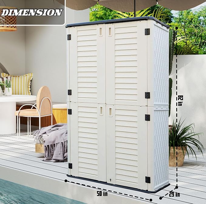 HOMSPARK Storage Shed Weather Resistance, Vertical Storage Shed - Image 4