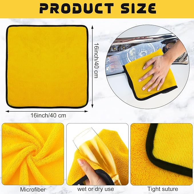 Tallew 24 Pcs Microfiber Towels 16 Inch x 16 Inch Microfiber Cloth Car Drying - Image 2
