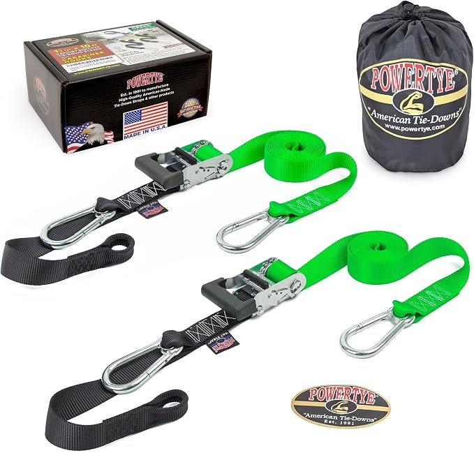 PowerTye - Made in USA - Extra Long Ratchet Tie Down Straps, Heavy Duty by PowerTyeMFG