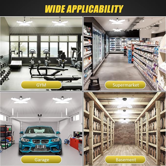 LED Garage Lights 2 Pack, 4 Foot Adjustable Ceiling Light, 6500k 8000LM - Image 7