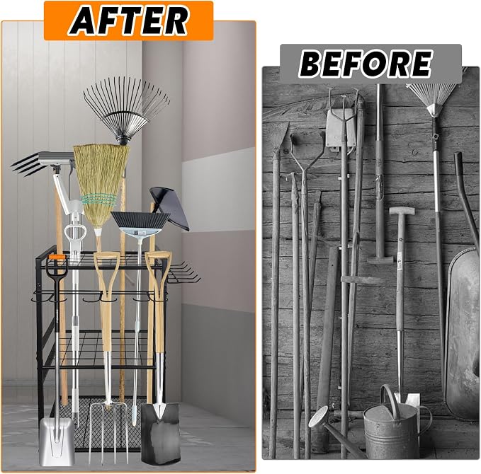3 Tier Garden Tool Organizer, Yard Tool Tower Rack, Tool organizer up to 78 - Image 6
