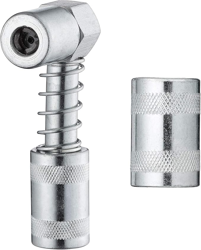 Slippery Pete 90 Degree Grease Coupler Snaps on to Grease Fittings in Tight by SlipperyPete