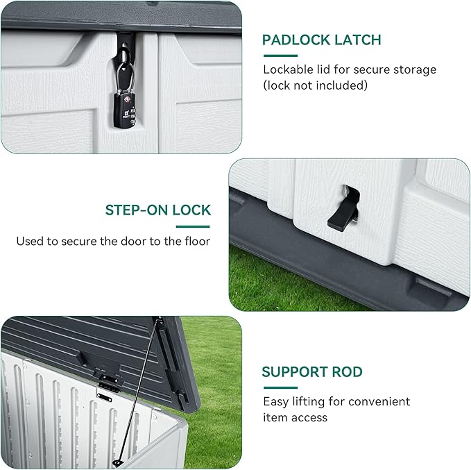YITAHOME Outdoor Horizontal Storage Sheds w/o Shelf, 35 Cu Ft Lockable Resin - Image 5