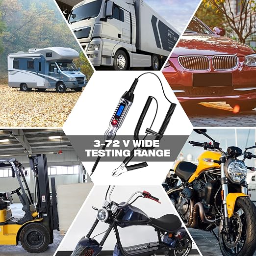 Heavy Duty 3-72V Backlit Digital LCD Circuit Tester, Automotive Test Light - Image 5
