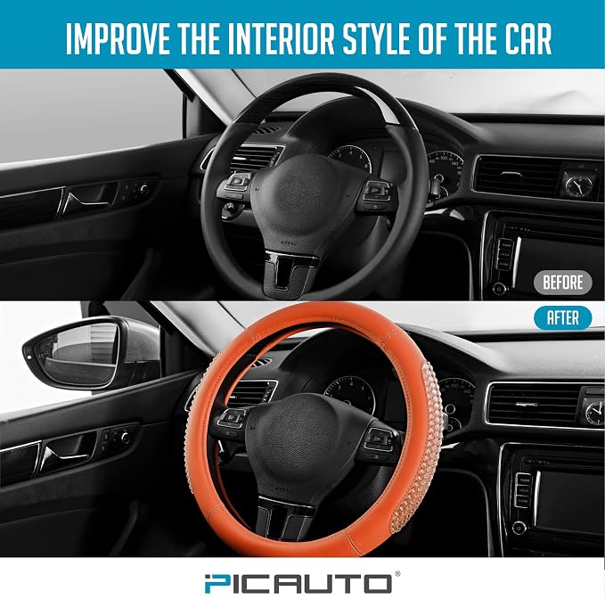 PIC AUTO Gel Particles Steering Wheel Cover, Universal Fit 14.5"-15.5" - Image 5