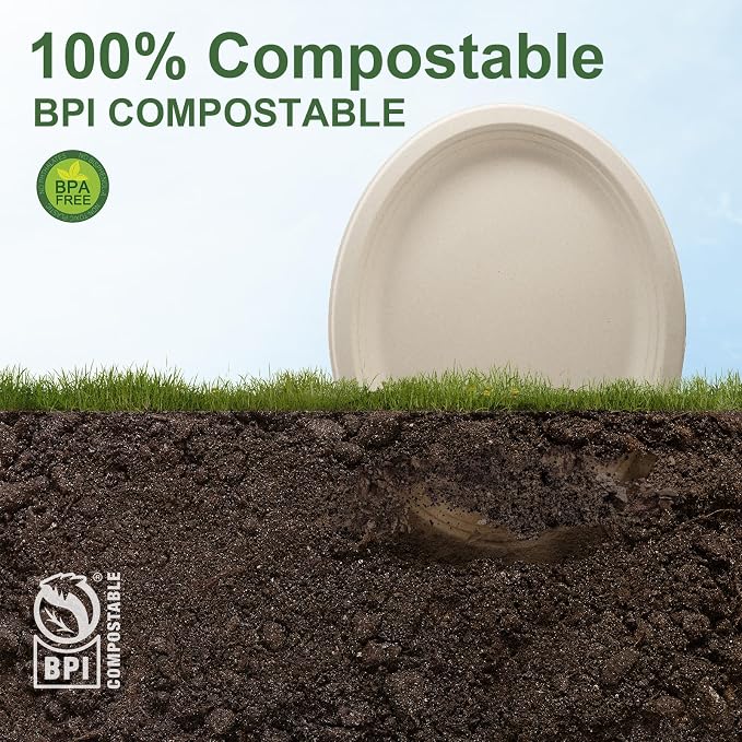 WELLIFE 100% Compostable Oval Paper Plates 12 Inch, Biodegradable Bagasse - Image 5