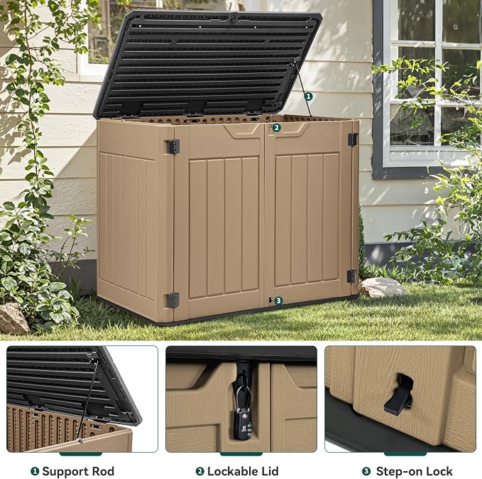 YITAHOME Extra Large Outdoor Horizontal Storage Shed, 4.5x4ft Resin Tool Sheds - Image 4