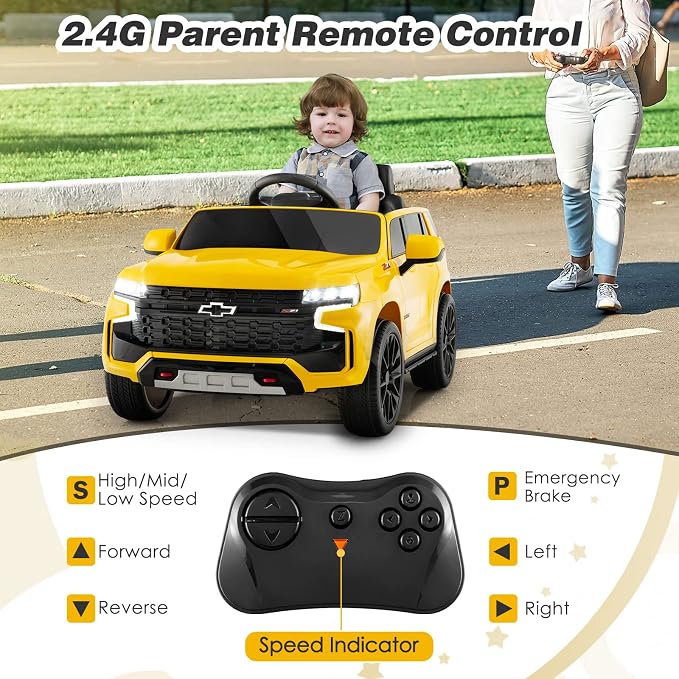 Costzon Ride on Car, 12V Licensed Chevrolet Tahoe Battery Powered Electric - Image 3