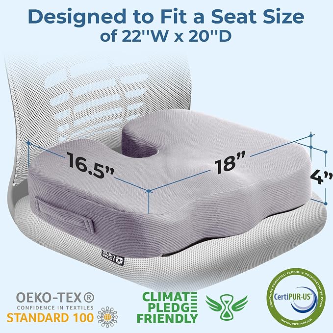 5 STARS UNITED Seat Cushion for Tailbone Pain Relief – Large Memory Foam - Image 5