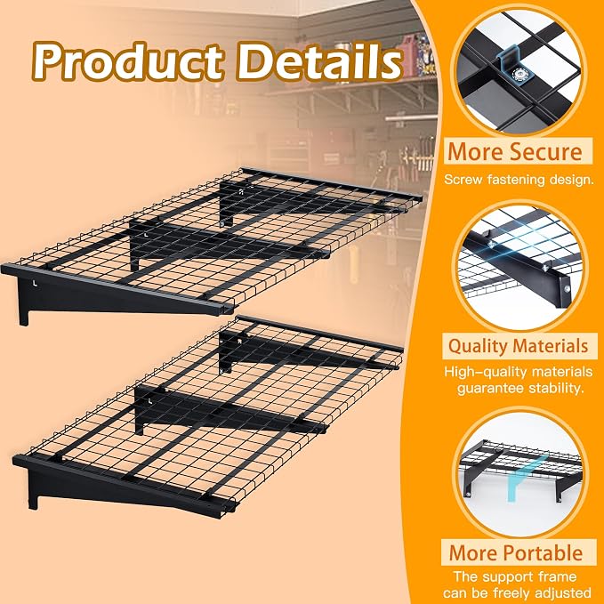 Garage Wall Shelving, Loads 700 lbs 24-inch-by-48-inch Heavy Duty Wall Shelves - Image 3