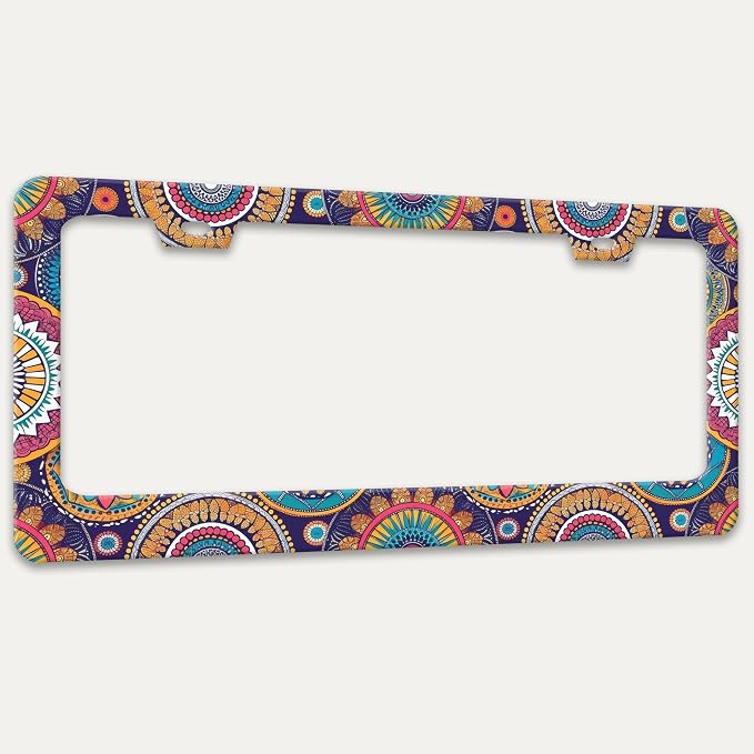 Mandala Flowers License Plate Frame Floral Print License Plate Holders Funny - Image 7