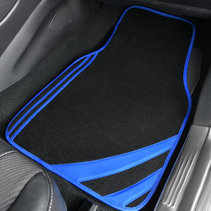 CAR PASS Faux Leather Car Mats Blue Edge Waterproof Car Floor Mats Car Carpet - Image 8