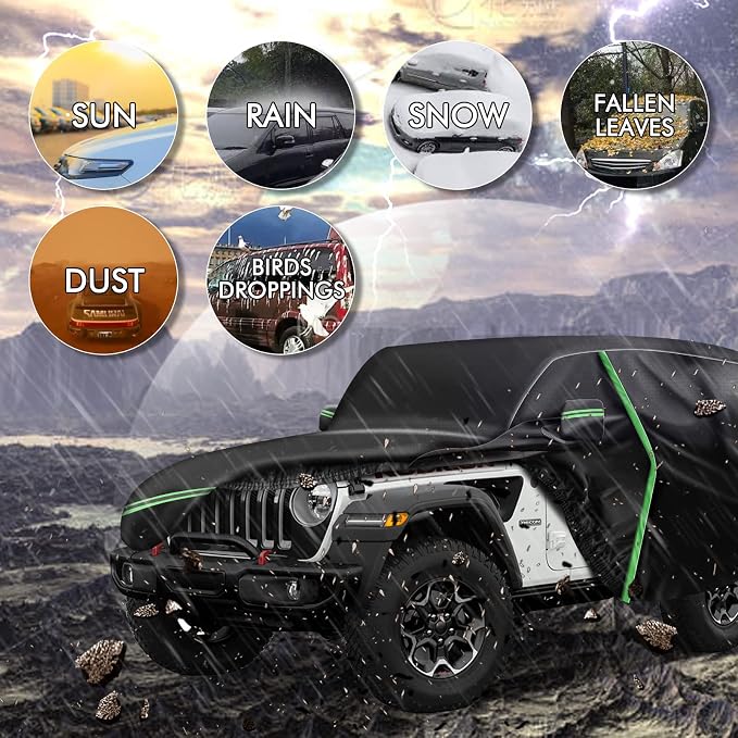 for 1987-2006 Jeep Wrangler 2 Doors 420D Cover Outdoor Waterproof UV Protection - Image 7