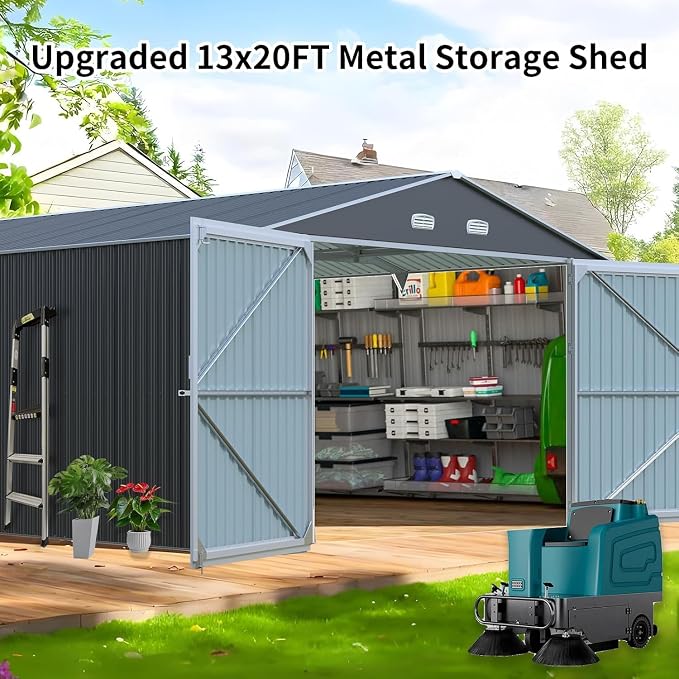 LANTRO JS Sheds & Outdoor Storage, 13x20ft Large Outdoor Metal Garage Shed - Image 5