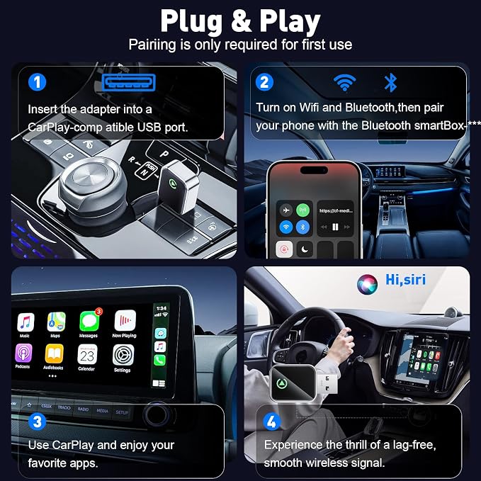 Wireless CarPlay Adapter for Apple iPhone, Fast Auto-Connect, No Latency - Image 4