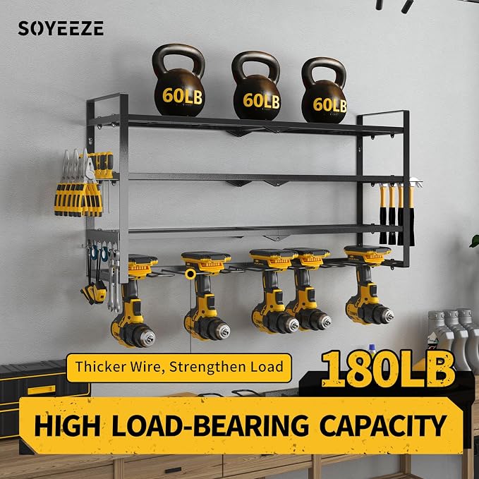 SOYEEZE Power Tool Organizer, Drill Holder Wall Mount, 4 Layers Tool Storage - Image 2