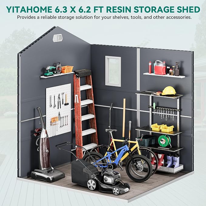 YITAHOME 6x6FT Outdoor Storage Shed w/o Floor, All-Weather Plastic Shed - Image 4