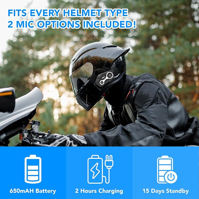 Motorcycle Bluetooth Intercom 1000m 2 Riders Motorbike Helmet Communication - Image 6