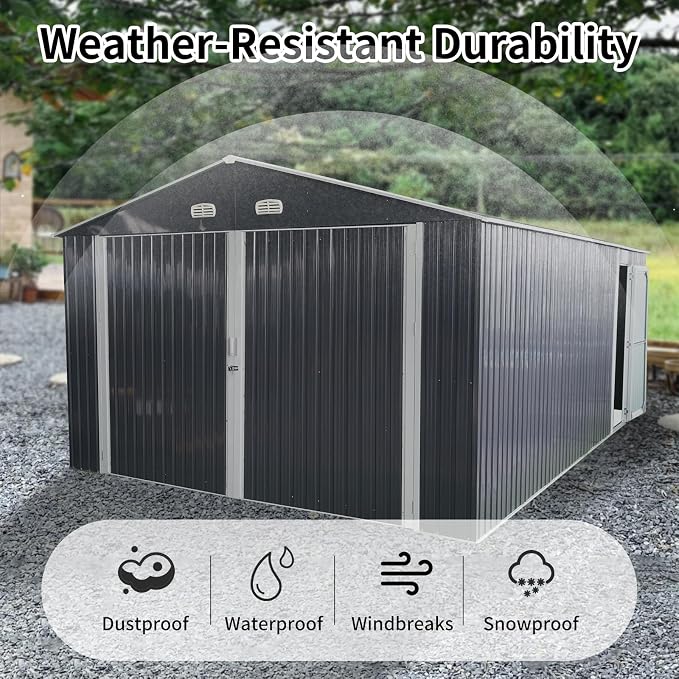 KUIKUI Shed 20x13 FT, Metal Shed Without Floor, Outdoor Storage Shed - Image 4