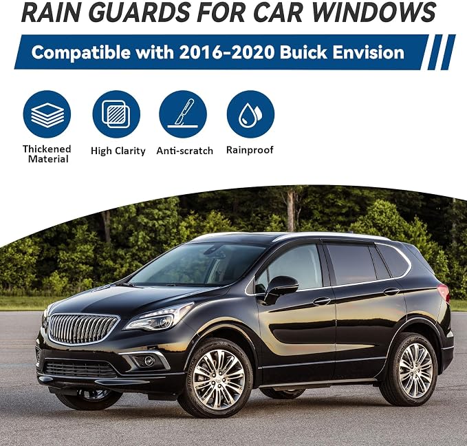 4pcs Front+Rear Smoke Tint Sun/Rain Guard Outside Mount Tape-On Vent Window - Image 2
