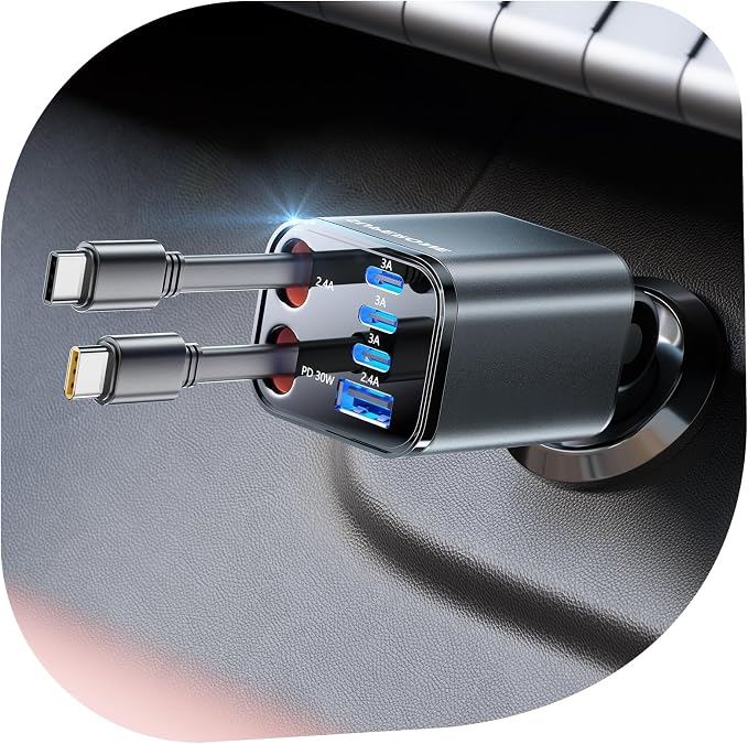 SUPERONE 6 in 1 Retractable Car Charger by SUPERONE