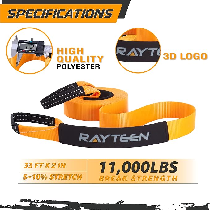 Genuine 11, 000lb Xtreme Heavy Duty Winch Extension Strap | 33ft x 2in Vehicle - Image 2