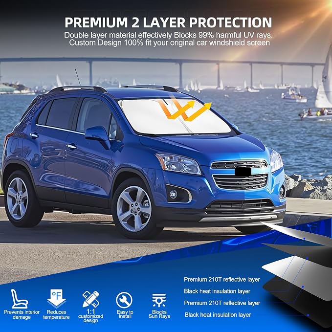 Windshield Sun Shade for Ch-evro-let/Chevy Trax 2013-2023 Foldable Sunshade - Image 3
