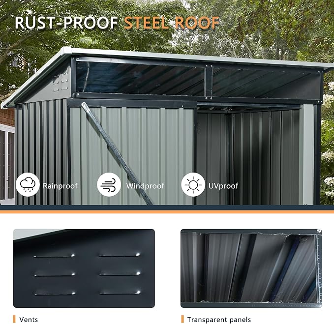 Metal 5x3 FT Garden Storage Shed, Outdoor Small Shed - Image 6