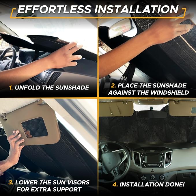 EcoNour Accordion Car Windshield Sun Shade | Reflective Car Window Shades - Image 5